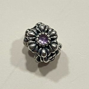 (sold) Authentic Pandora Birthstone Flower Blooms February Amethyst Charm
